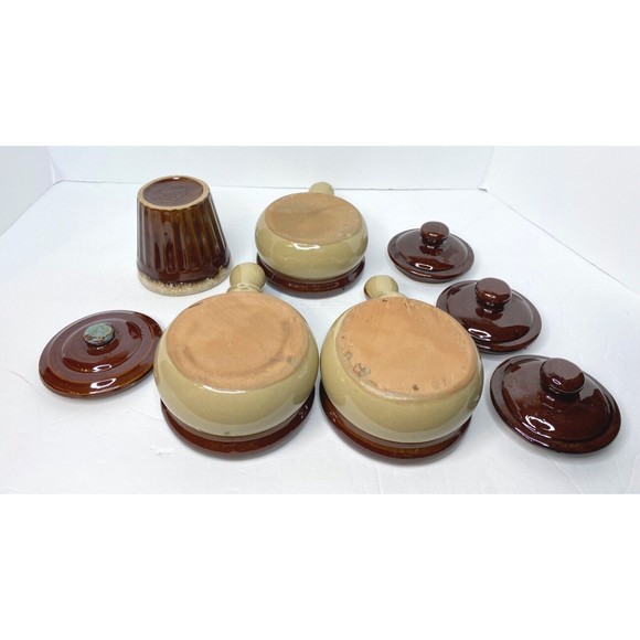 Soup Bowls , GLAZED STONEWARE CLAY WITH HANDLE AND LID 3 lot, 1 Mug Monmouth - Picture 5 of 15